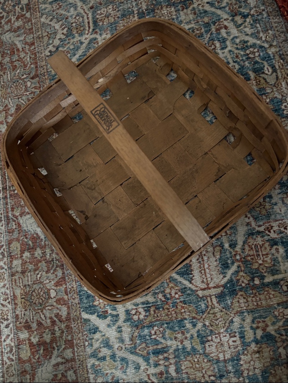 Rustic Brown Woven Market Basket with Handle